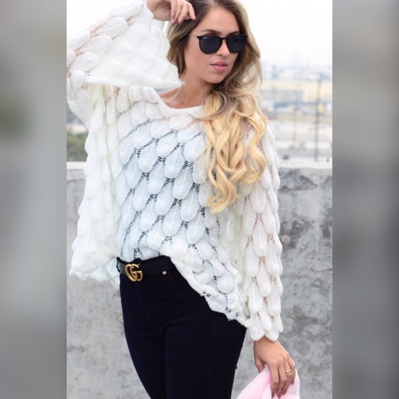 Boho Crocheted Feather Sweater - Picture 6 of 7